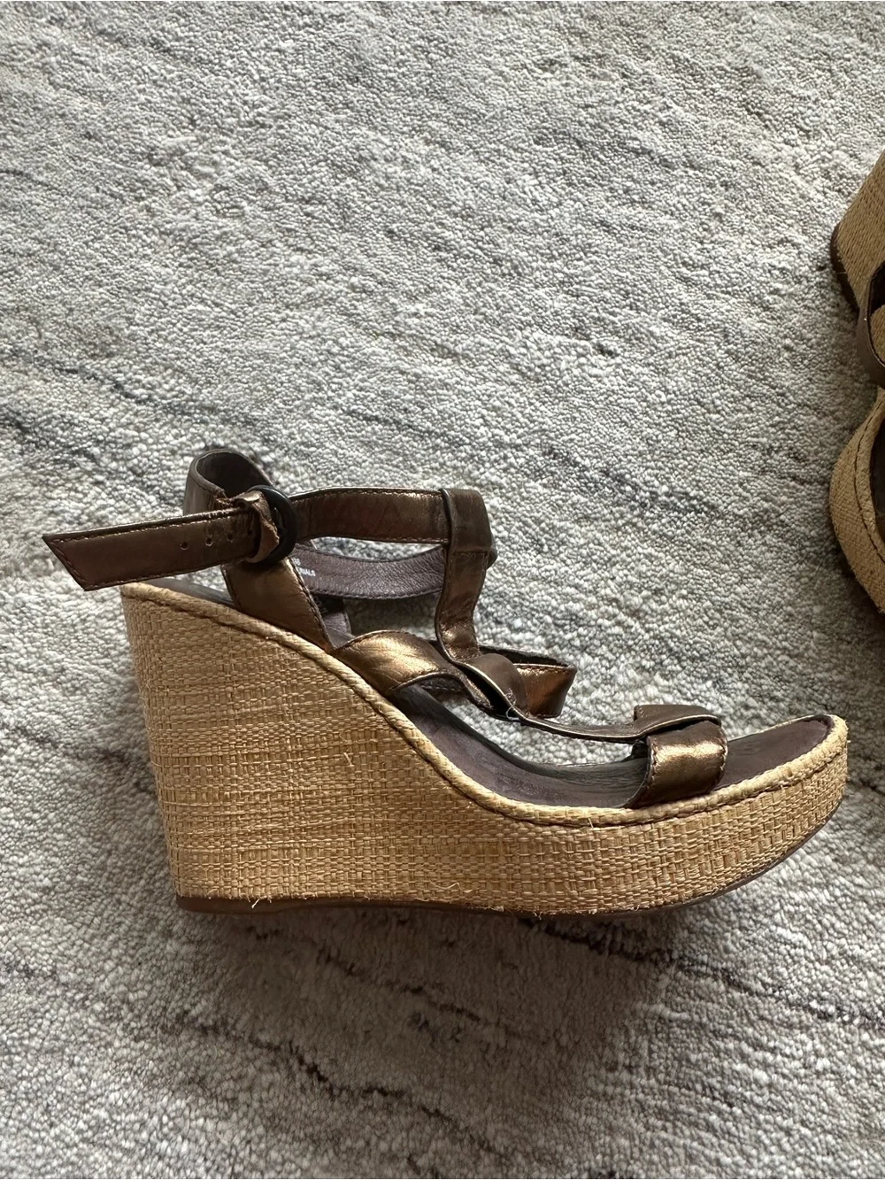 Born Bronze Strappy Espadrille Wedge Sandals - Women size 8